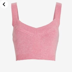 INTERMIX Pink Wool and Cashmere Ribbed Crop Tank Top
